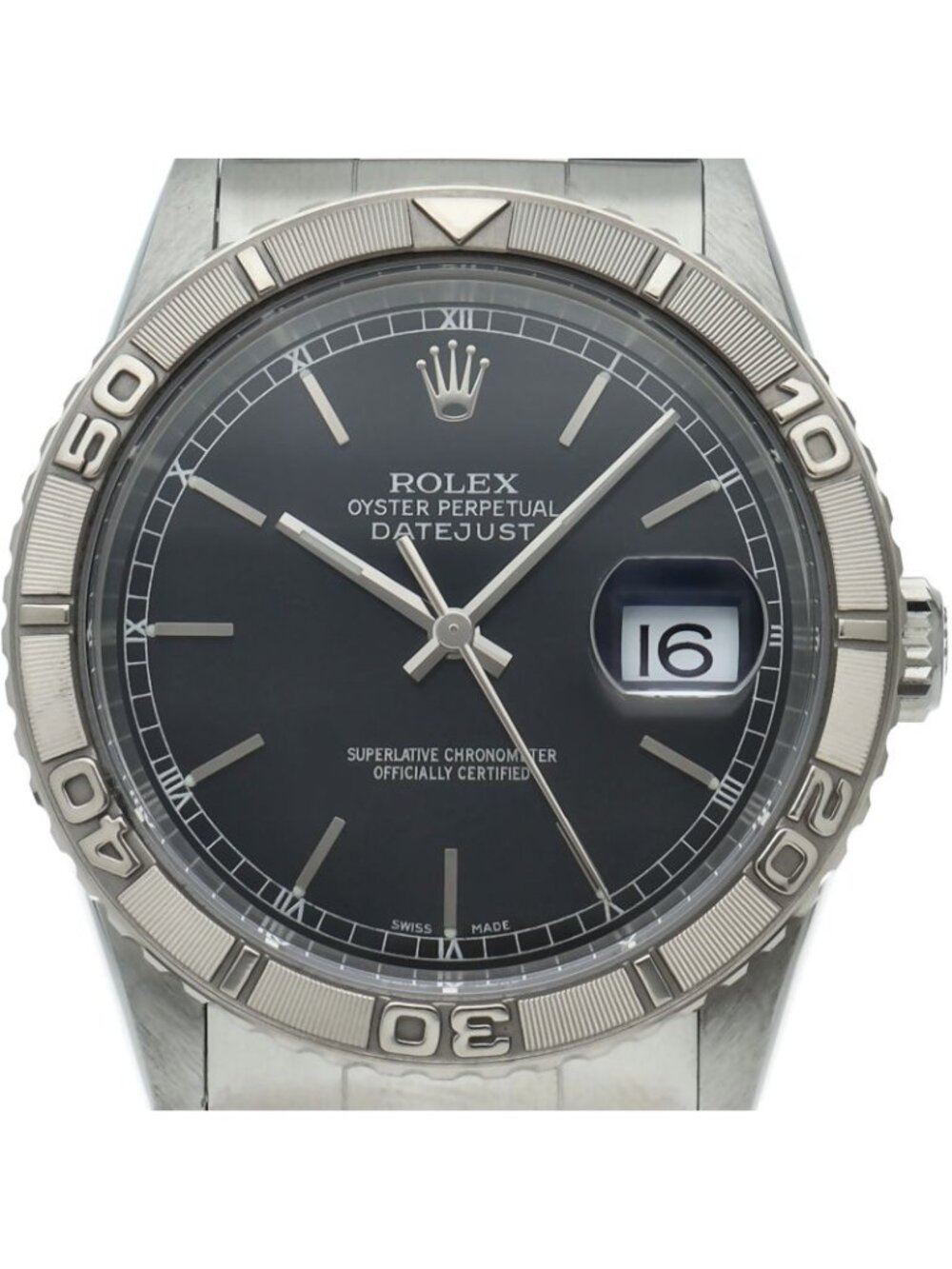 Rolex Datejust Watch Oyster Thunderbird SS Black Finish